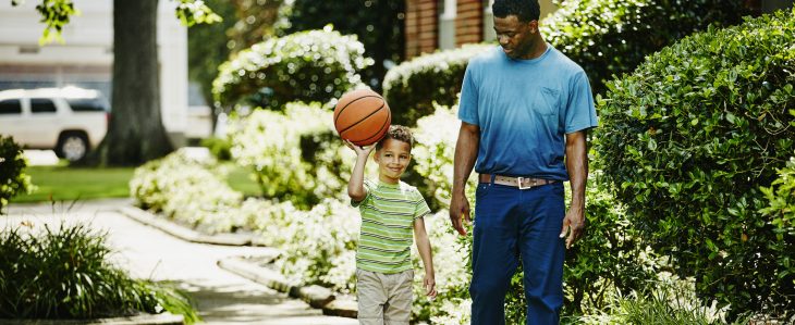 Single father spending time with young son