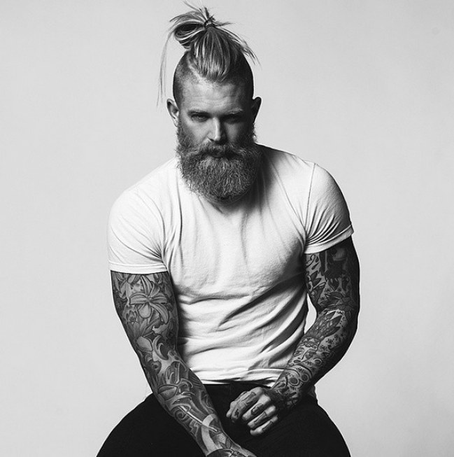 Side Shaved Long Hair Bun for Men