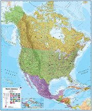 Caribbean Islands On a Large Wall Map of North America