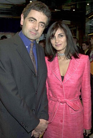 Split: Mr Bean star Rowan Atkinson is today expected to finalise a divorce from his wife of 24 years, Sunetra (pictured left together)