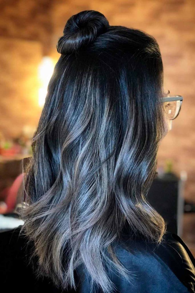 Dark Brown To Grey Ombre Long Hair