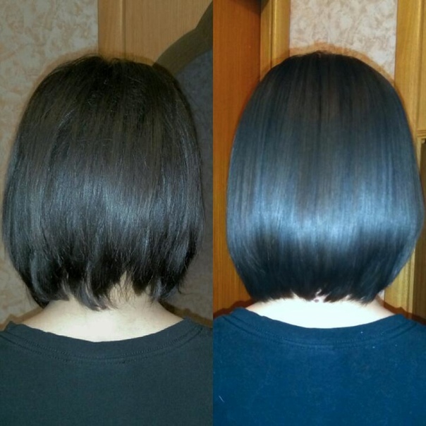 Ламинирование волос каре фото до и после
