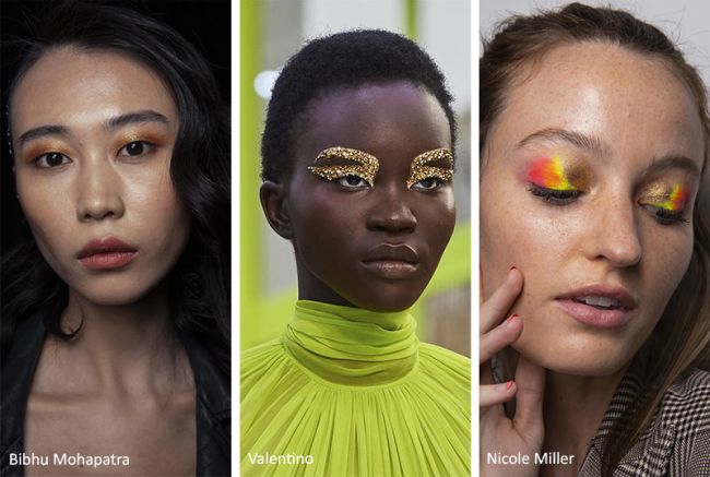 Модный макияж 2020 с золотыми тенями 