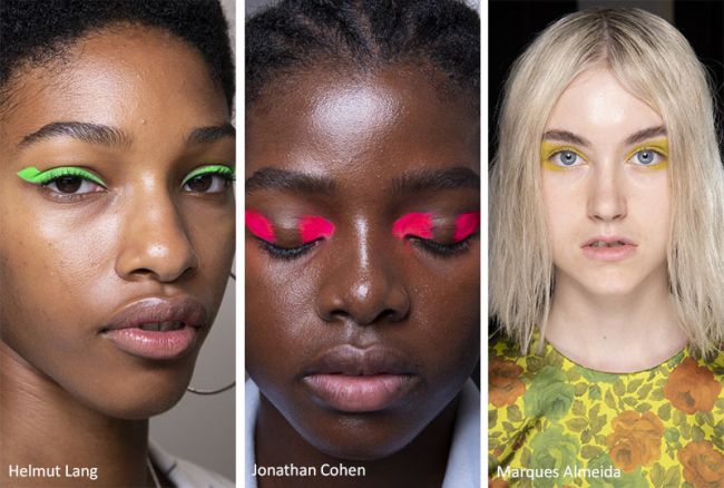 Какой макияж будет в моде весной 2020 - неоновые веки. Helmut Lang, Jonathan Cohen, Marques