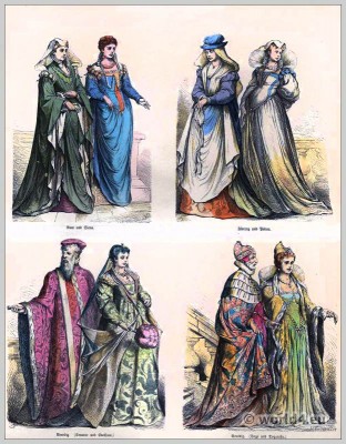 Renaissance fashion history. Italy costumes. 16th century clothing.