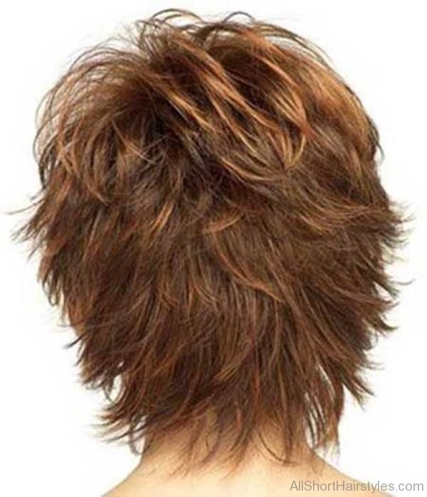 Short Wavy Layered Pixie Back View