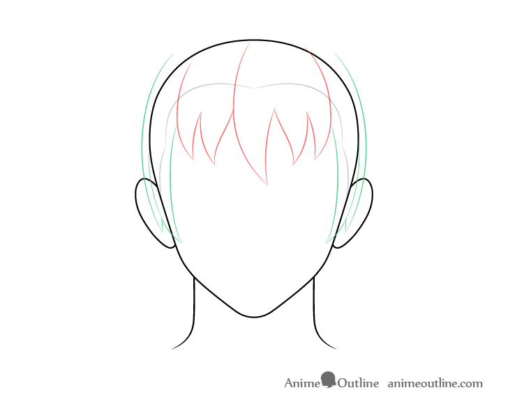 Anime male hair sides drawing