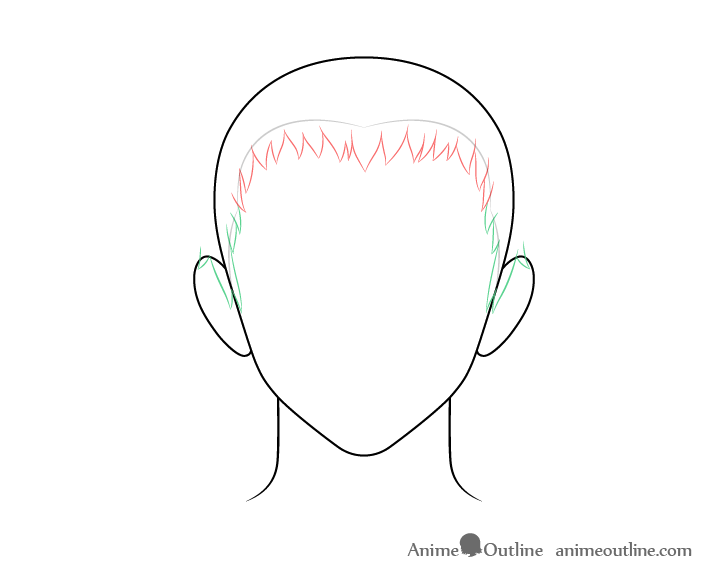 Anime short male hair sides drawing
