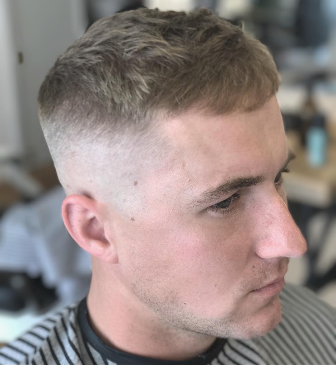 Textured crop haircut for balding men
