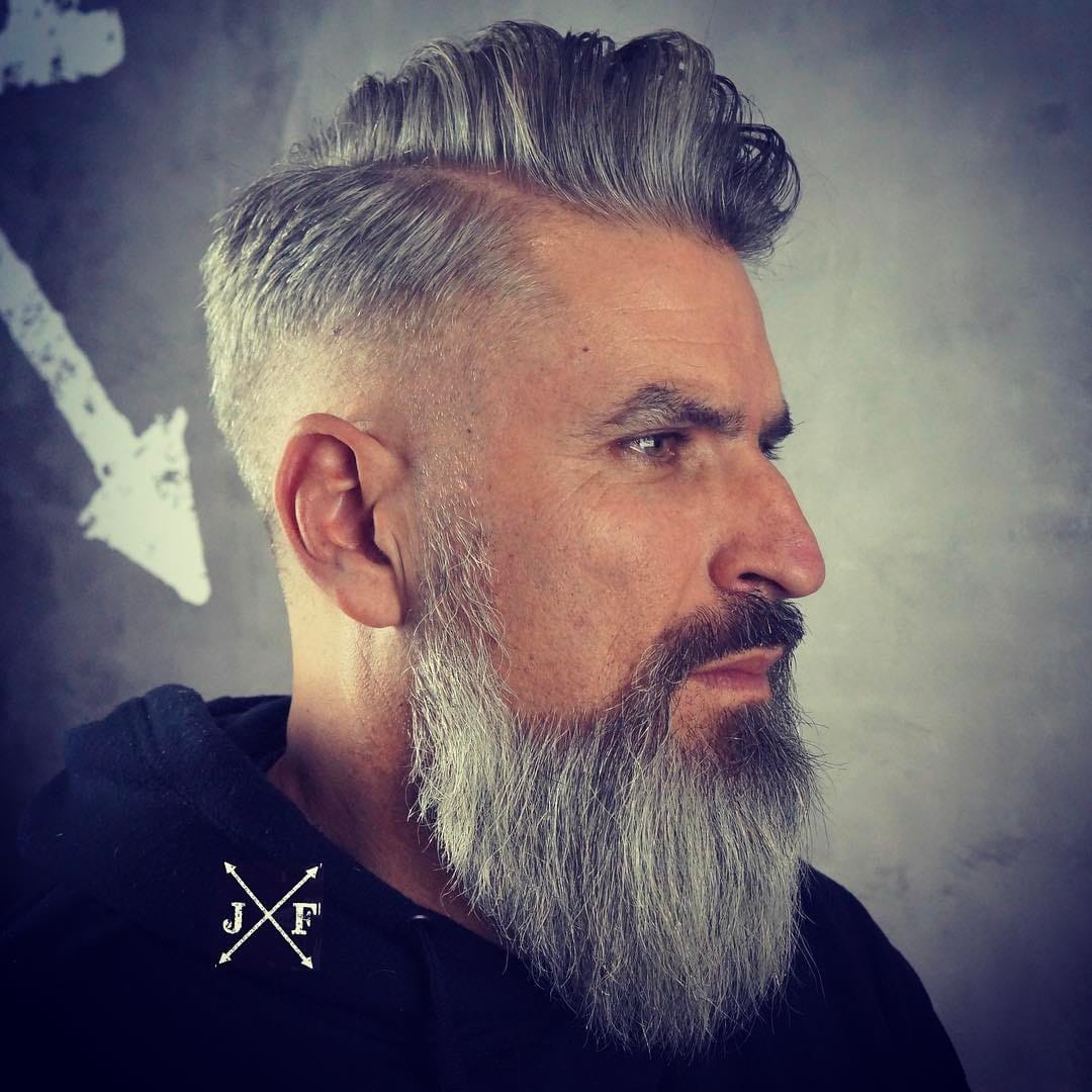 Side part haircut for older men